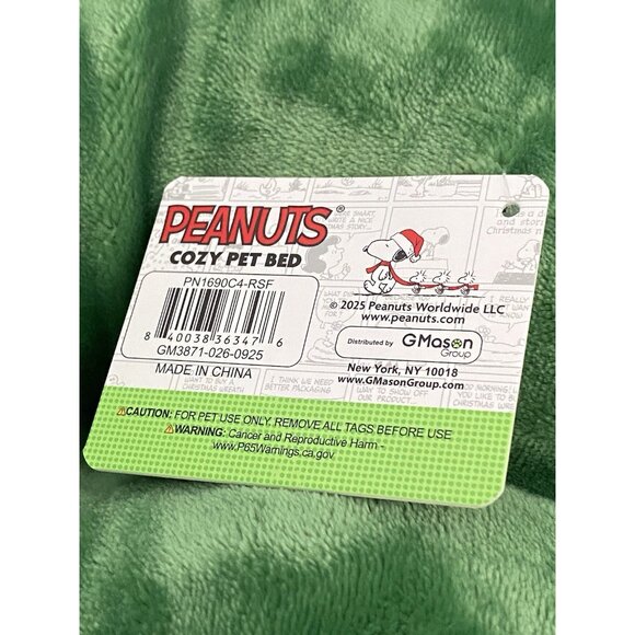 Peanuts Snoopy Small Dog Cat Pet Cozy Cuddler Bed Christmas Holiday Red Green - Picture 6 of 15